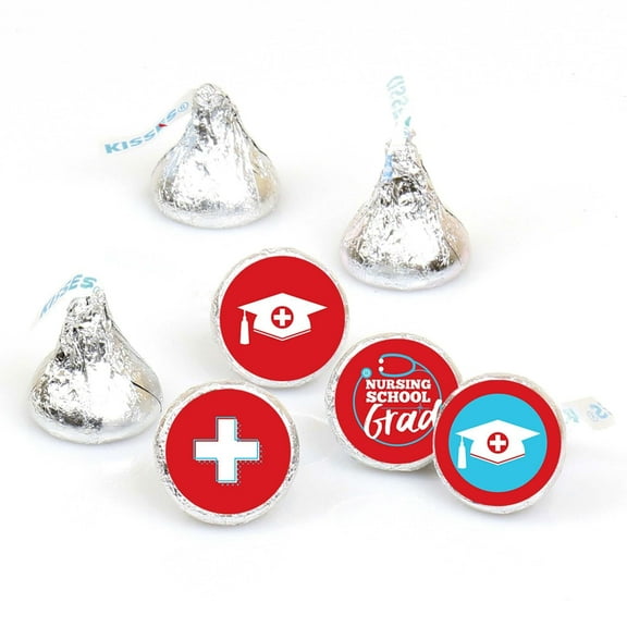 Big Dot of Happiness Nurse Graduation - Medical Nursing Graduation Party Round Candy Sticker Favors - Labels Fits Chocolate Candy (1 sheet of 108)