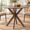 RUIE Round Wood Dining Table with Intersecting Pedestal Base, 36 Inch ...