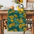 thumbnail image 3 of Summer Yellow Teal Green Leaves Table Runner 13x60in Non-Slip Cotton Linen Table Runners, Retro Tropical Plant Dresser Scarves TableRunner for Dinner Kitchen Dining Wedding Party, 3 of 9
