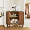 thumbnail image 6 of YANGLI Fluted Corner Floor Cabinet with Sliding Doors & Adjustable Shelves, Modern Wooden Narrow Storage Organizer for Small Spaces, 6 of 6
