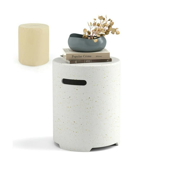 Demifill Propane Tank Cover Table with Side Handles and Protective Cover, Gas Tank for Outdoor, White