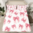 thumbnail image 2 of Castle Fairy Pink Ribbon Bowknot 4Pcs Bed Sheets for Girls Teens,Dreamy Princess Bow King Sheets,Kawaii Bow Tie Super Cozy Sheet Set,Breathable Home Decor, 2 of 7