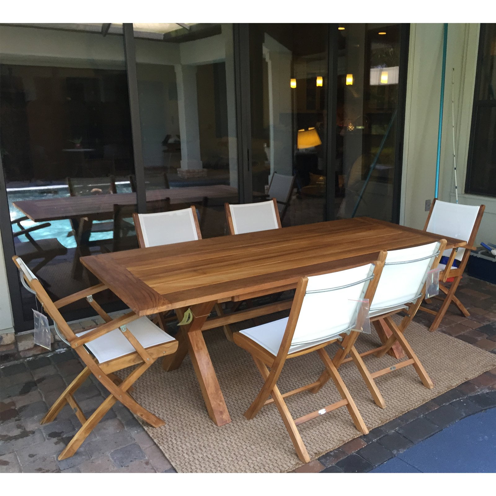 Chic Teak Teak Wood Cross Indoor Outdoor Dining Table