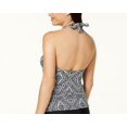 thumbnail image 2 of Island Escape Women Diamond Bay HighNeck Halter straps tie back neck Tankini Top 8/Black, 2 of 2