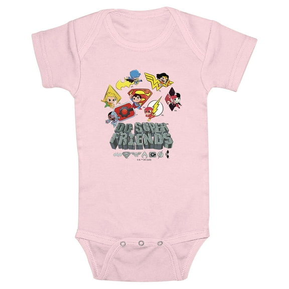 Infant's DC Super Friends Logos Bodysuit