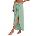 thumbnail image 5 of VBVC Women's Tie Waist Wrap Palazzo Pants , Summer Split Wide Leg Beach Pants For Women,Ladies' High Waisted Flowy Cover Up Trousers,Green,S-3XL, 5 of 8