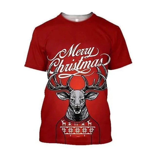 Camiseta con estampado 3D para hombre, uniformes de Navidad, Tops, ropa de Cosplay Unisex, camisetas holgadas de manga corta con cuello redondo, sudadera de fiesta de moda