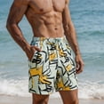 thumbnail image 2 of TKKCS Mens Graphic Swim Trunks- Drawstring Breathable Quick Dry Lightweight Vacation Casual Elastic Waist Beach Board Shorts White Size L, 2 of 6
