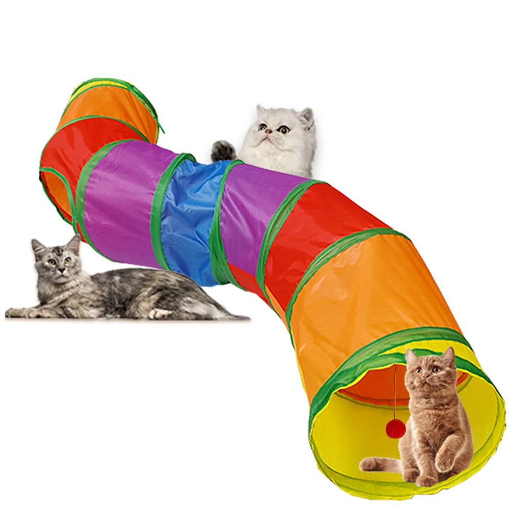 Mingwear Cat Tunnel with Play Ball,Interactive PeekaBoo Cat Chute Cat