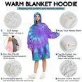 thumbnail image 5 of Purple Blue Tie Dye Pattern Wearable Oversized Blanket,Wearable Blanket Hoodie for Adults,Cozy Hooded Blankets with Super Pockets,Super Warm Fuzzy Pullover for Women & Men, 5 of 6