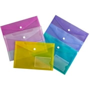 12 Packs 6.7" x 9.45" Poly Envelopes Folder with Snap Closure Receipts Bills Cards Organizer Case Assorted Colors
