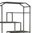 thumbnail image 3 of 72 Inch Wood Bookcase, Geometric Metal Frame, 7 Shelves, Gray, Brown, 3 of 5