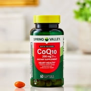 Spring Valley Rapid-Release CoQ10 Dietary Supplement Softgels for Heart Health, 200 mg, 60 Count