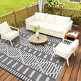 thumbnail image 3 of Outdoor Rug 8x10 - Waterproof Reversible Plastic Straw Mat, Gray & White, UV Resistant for Patio Deck RV Camping, 3 of 15