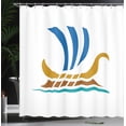 thumbnail image 3 of Ambesonne Odyssey Shower Curtain, Colorful Greek Ship Sign, 69"Wx70"L, Sea Green Ginger, 3 of 4