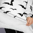 thumbnail image 3 of Oversized Wearable Blanket Hoodie,Black Halloween Bats Sherpa Blanket Hoodie with Super Pockets,Super Warm Fuzzy Pullover for Women & Men, 3 of 6