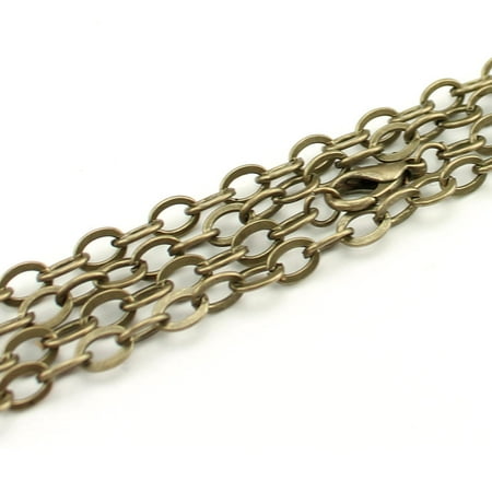 Bronze Necklace Chain - 5 Pack - CleverDelights Cable Chain Necklaces - 24