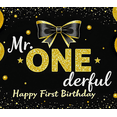 thumbnail image 4 of Mr ONEderful Happy First Birthday Banner Black Gold Bow Balloon Decoration Backdrop Party Supplies Photography Props Celebration Events, 4 of 8