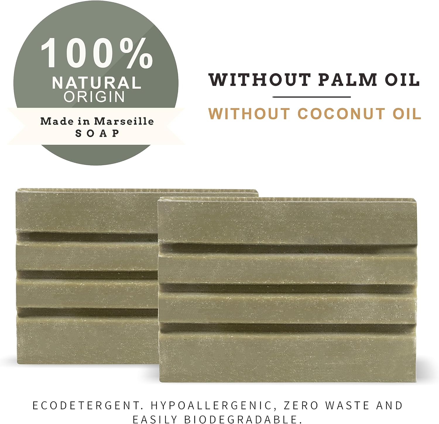 Fer à Cheval Dishwashing Solid Soap | Pristine Marseille Soap Formula with Baking Soda | 100% Natural Dish Soap Bar | French-Origin, Palm-Coconut Oil Free | ECOCERT Certified | 225g, 2 Pack