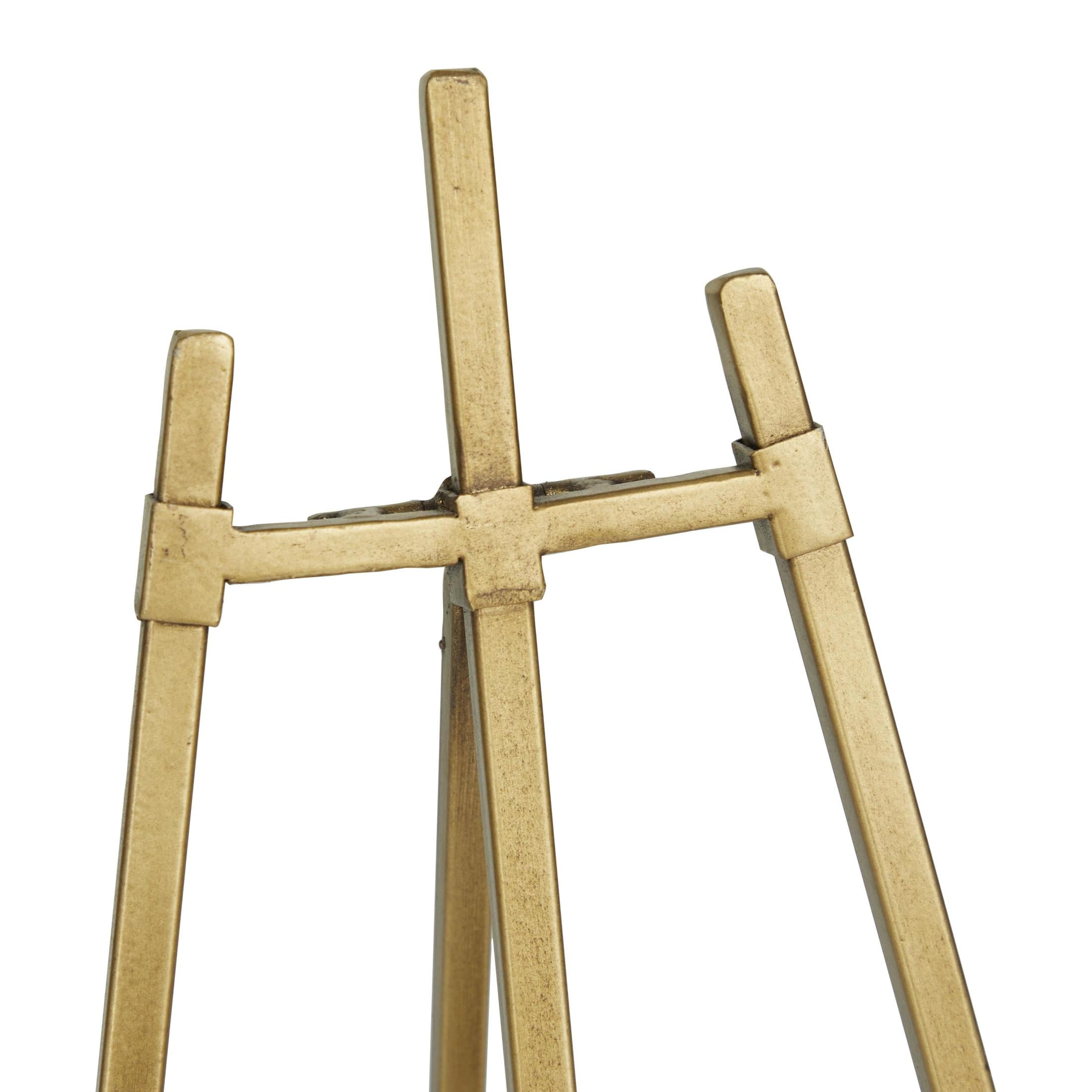 DecMode 13", 11"H Gold Metal Tabletop Triangle Easel with Foldable Stand, 2-Pieces