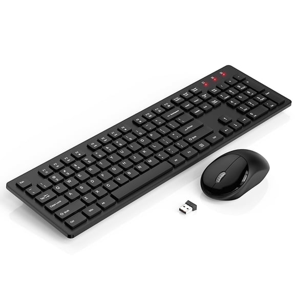 Wireless Keyboard and Mouse, Silent 2.4GHz Cordless Combo-Black-Wagpak