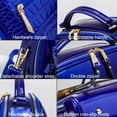 thumbnail image 6 of Shiny Faux Leather Handbags Double Zipper Top Handle Purse Satchel Bag Crocodile Pattern Shoulder Bag for Women, 6 of 6