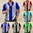thumbnail image 5 of Mens Casual Vintage Bowling Shirt Retro Striped Short Sleeve Button Down Shirts, 5 of 12