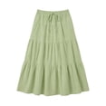 thumbnail image 4 of Women's Midi Skirts Elastic Waist Linen Blend Skirts Casual Daily Style Lightweight Breathable Drawstring Tiered Ruffle Hem Loose Fit Skirts, 4 of 5