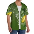 thumbnail image 4 of Xecao offers the Friut Avocado for Men's Casual Short-sleeved Shirt, a button-up collared shirt with a pocket, perfect for beach vacations and yacht travel in the Medium size., 4 of 7