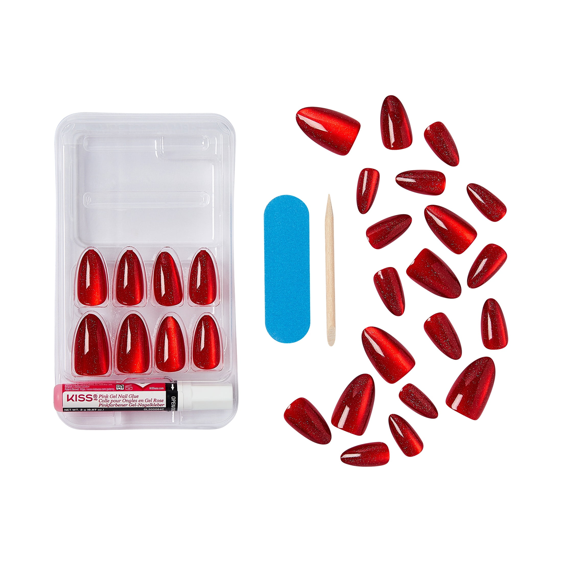 Kiss - Voguish Fantasy - Carol 4 you - Medium - Almond - 28 Nails - 2g Pink Gel Glue