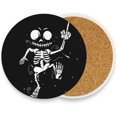 thumbnail image 2 of GZHJMY Halloween Skeleton Round Coasters for Drinks,Absorbent Heat Resistant Coaster for Tabletop Protection,Suitable for Kinds of Cups, Wooden Table, Home Decor 1pcs, 2 of 6