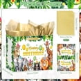 thumbnail image 4 of Jungle Safari Birthday Gift Bag Large Wild Animal Wrapping Bag with Tissue Paper and Card Wildlife Woodland Treat Candy Bag for Kids Boys Zoo Jungle Safari Animal Birthday Baby Shower Party Supplies, 4 of 4