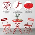 thumbnail image 4 of Ensemble Bistro Pliant de Patio 3 Pcs avec Cadre en Aluminium Enduit de Poudre Rouge, 2 Chaises et 1 Table, Sièges Compacts Résistants à la Rouille pour Petit Balcon, Terrasse, Jardin, 4 of 5