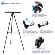Audio-Visual Direct Lightweight Aluminum Flip Chart Presentation Easel, 70 inches Tall, Black