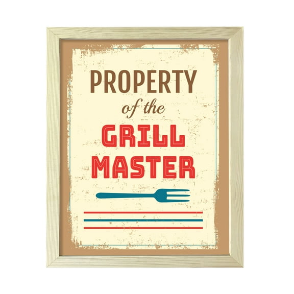 Designs ByLITA Property Of The Grill Master, 11 x 14 Black Framed Wall Art Print | Funny Home Decor