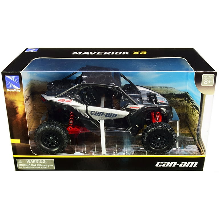 CAN-AM Maverick X3 ATV Hyper Silver and Red 1/18 Diecast Model by