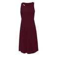 thumbnail image 7 of JIAYUE Women's Dress Above Knee Solid Color Sleeveless Round Neck Pocket Short Elegant Casual Stylish Female Dresses, 7 of 7
