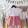 thumbnail image 3 of URMAGIC Toddler Baby Girls Plaid Dress,Summer Infant Girls Cute Fake Two Piece Short Sleeved Newborn Sweet Outfit Clothes, 3 of 5