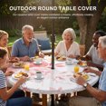 thumbnail image 2 of Round Outdoor Tablecloth with Umbrella Hole and Zipper, Pink Floral Art Fitted Table Cover with Elastic Edge for 36-44 Inch, Watercolor Botanical Spring Flowers Waterproof Patio Tablecoths for Picnic, 2 of 9