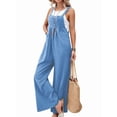 thumbnail image 2 of Women'S Bib Overalls Casual Loose Fit Jumper Adjustable Strap Wide Leg Jumpsuits with Pockets Light Blue S, 2 of 7