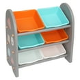 thumbnail image 2 of Wooden Kids' Toy Storage Organizer with 6 Plastic Bins，Gray Color, 2 of 9