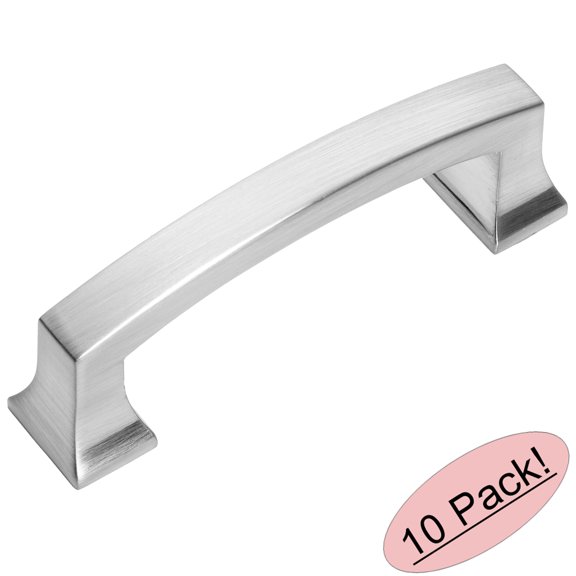 10 Pack - Cosmas 755-3SN Satin Nickel Contemporary Cabinet Hardware Handle Pull - 3" Inch (76mm) Hole Centers