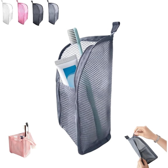 Standing Toiletry Bag – Portable Lightweight Travel Organizer, EVA Mesh Large Capacity Waterproof Cosmetic Bag for Toothbrush, Toothpaste & Toiletries