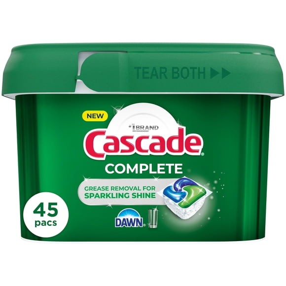 Cascade Pacs Complete, Détergent pour Lave-Vaisselle, Parfum Frais 45CT