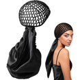 thumbnail image 1 of wonima11 2 In1 Wrap Cap Bonnet Reversible,Adjustable Hair Wrap Cap Nettie Band Net,Extra Long Hair Silk Press Set Braid Bonnet for Curly Black, 1 of 1