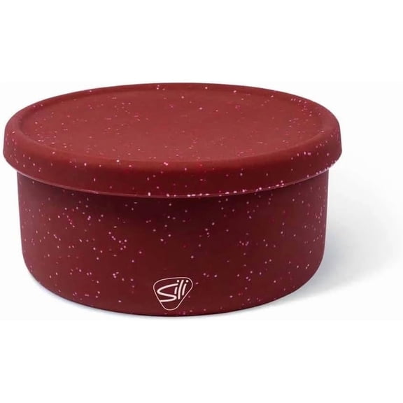 Silipint Lidded Bowl, Speckled Collection - Unbreakable, Non-Toxic, Dishwasher & Oven Safe (Red Speckle, 30oz)
