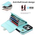 thumbnail image 3 of ELEHOLD for iPhone 13 Pro Max Multi-Functional Wallet Case Organ Card Slots RFID Blocking Stand Function Wrist Strap Crossbody Shoulder Strap Shockproof Purse Case,blue, 3 of 8