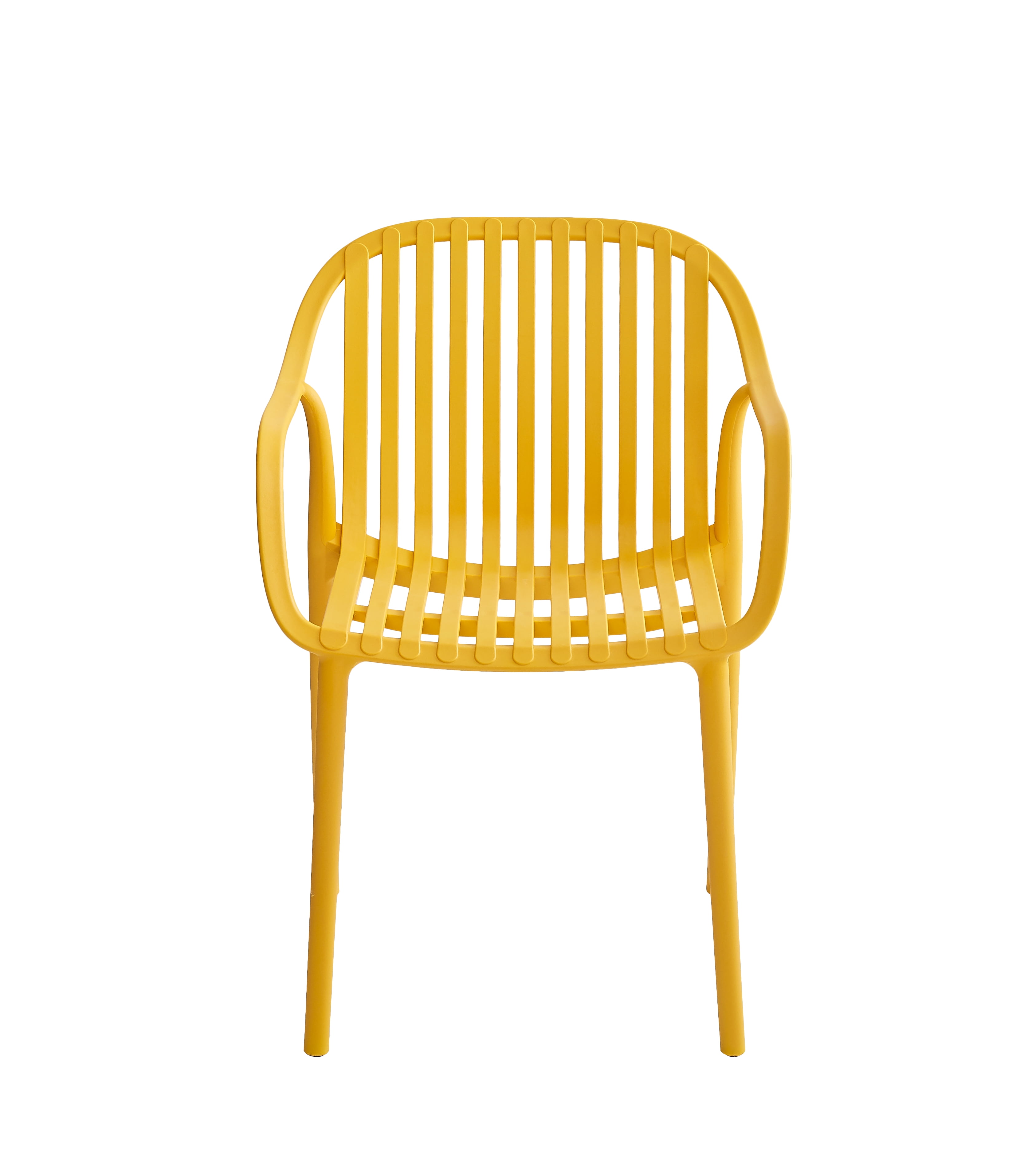 XDECO Stackable Dining Chairs Set, Breathable Modern Indoor/Outdoor Chair with Armrests & Backrest for Patios, Cafes,Home/Commercial Use, 250lbs Heavy Duty, Yellow