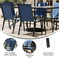 thumbnail image 4 of BizChair 5 Piece Outdoor Patio Dining Set - 55" Tempered Glass Patio Table with Umbrella Hole, 4 Navy Flex Comfort Stack Chairs, 4 of 12