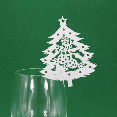 Iuhan New 50 Pcs Christmas Tree Wine Glass Paper Card for Wedding